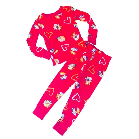 Bluey Other - Bluey Red Heart Pajama Set Size 4T